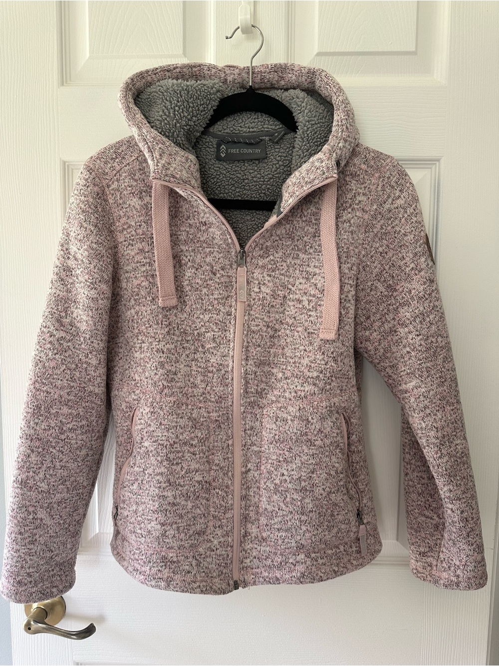 Free Country Pink Heather Sherpa-Lined Zip Hoodie Jacket
